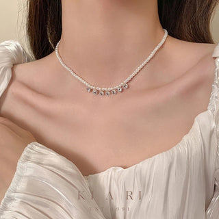 Gianna Rhinestone Pearl Choker Necklace 🤍